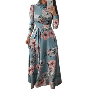 Women Long Maxi Dress Summer Floral Print Bohemian Beach Dress Casual Short Sleeve Bandage Party Dress Plus Size Vestidos