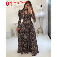 Load image into Gallery viewer, Women Long Maxi Dress Summer Floral Print Bohemian Beach Dress Casual Short Sleeve Bandage Party Dress Plus Size Vestidos