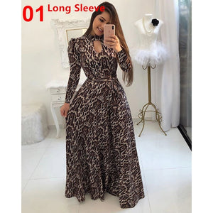 Women Long Maxi Dress Summer Floral Print Bohemian Beach Dress Casual Short Sleeve Bandage Party Dress Plus Size Vestidos