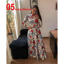 Load image into Gallery viewer, Women Long Maxi Dress Summer Floral Print Bohemian Beach Dress Casual Short Sleeve Bandage Party Dress Plus Size Vestidos