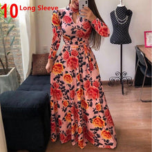 Load image into Gallery viewer, Women Long Maxi Dress Summer Floral Print Bohemian Beach Dress Casual Short Sleeve Bandage Party Dress Plus Size Vestidos