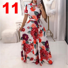 Load image into Gallery viewer, Women Long Maxi Dress Summer Floral Print Bohemian Beach Dress Casual Short Sleeve Bandage Party Dress Plus Size Vestidos