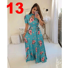 Load image into Gallery viewer, Women Long Maxi Dress Summer Floral Print Bohemian Beach Dress Casual Short Sleeve Bandage Party Dress Plus Size Vestidos