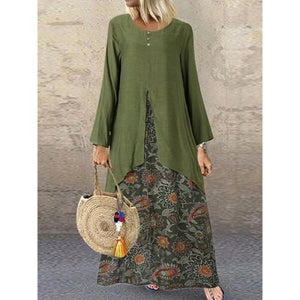 Hot Elegant Floral Ethnic Long Dress Woman Autumn Boho O-Neck Long Sleeve Loose Maxi Dresses Plus Size 5XL Vestido